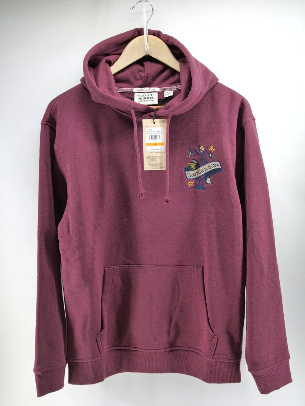 Scotch And Soda Men’s Relaxed Fit Fleece Graphic Hoodie Size Small Embroidered